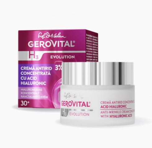 Gerovital H3 Evolution - Anti-wrinkle Cream Concentrated with Hyaluronic Acid 3%, 30+, 50 ml