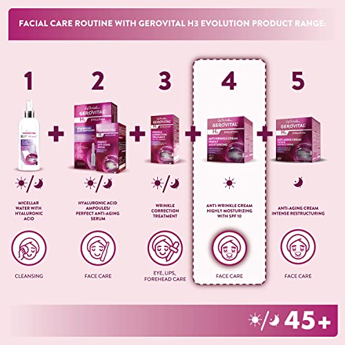 Gerovital H3 Evolution - Anti-Wrinkle Cream Highly Moisturizing With Superoxide Dismutase, 45+, 50 ml